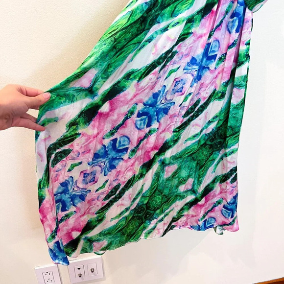 SEA Through Tie Dye Lightweight Belted Halter Beach Cover Up Maxi Dress OS - Picture 5 of 9